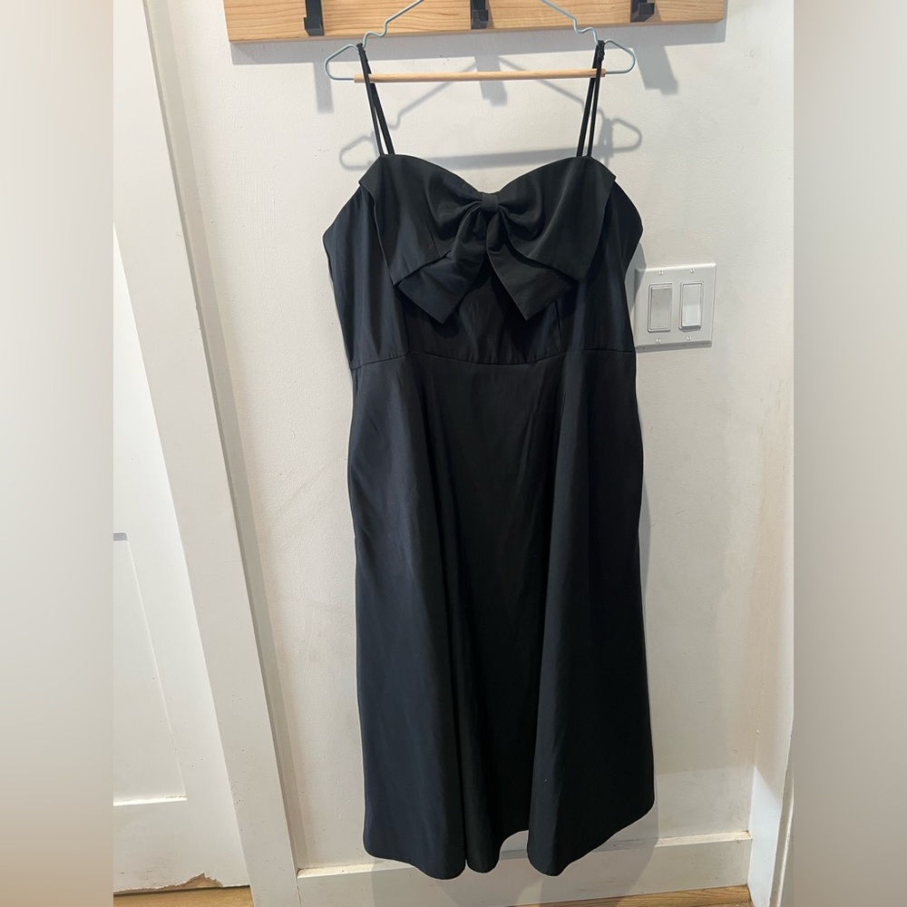 A New Day Black Bow Front Midi Dress Fit & Flare Size 16 - Picture 2 of 7
